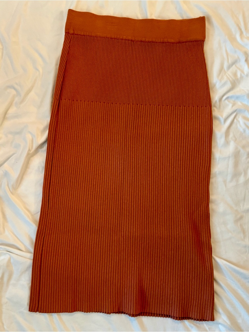 bohme Ribbed Midi Skirt in Rust